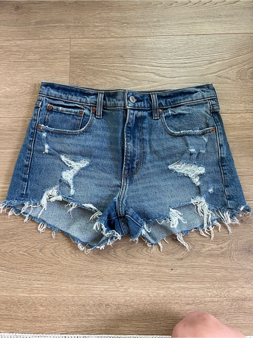 Abercrombie & Fitch Distressed Blue Denim Cutoff Shorts